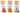 Three gift bags with floral patterns containing pink, yellow, and gray items.