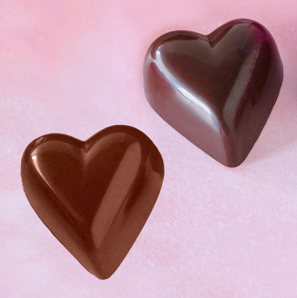 solid milk and dark chocolate hearts